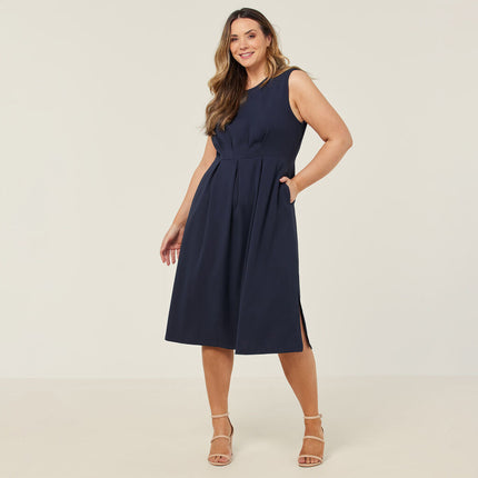 NNT Womens Crepe Stretch Elegant Midi Length Comfy Sleeveless Dress CAT69T-KarWorkwear