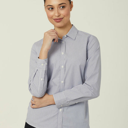 NNT Womens Avignon Stripe Long Sleeve Formal Shirt Comfy Business Shirts CATUKT-KarWorkwear
