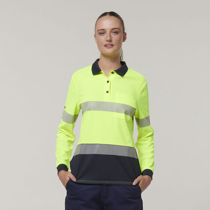 Hard Yakka Safety Work Womens Long Sleeve HI VIS Taped Polo Y08604-KarWorkwear
