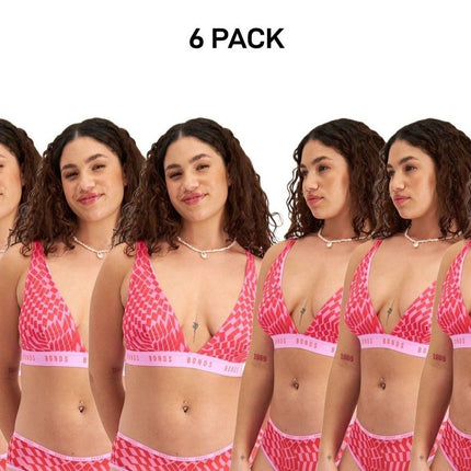 Bonds Womens Icons Mesh Deep V Crop Bra Comfortable Adjustable Strap 6 Pack WR9G-KarWorkwear