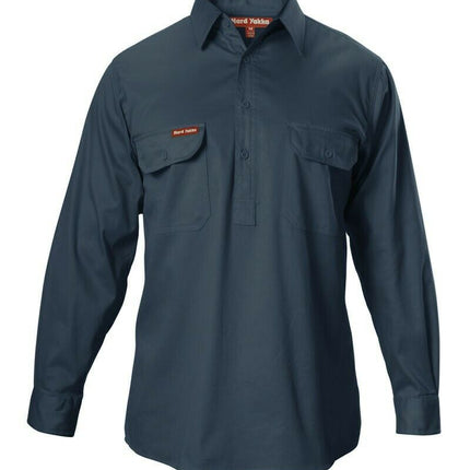 Hard Yakka Cotton Drill Long Sleeve Closed Front Shirt Y07530-KarWorkwear