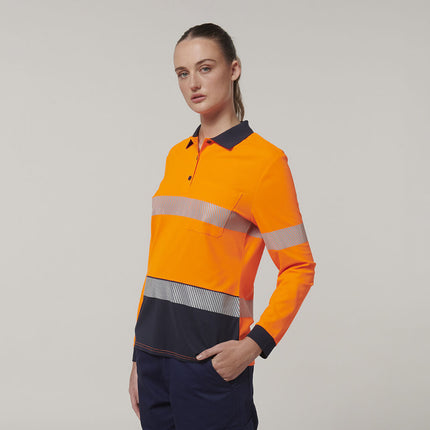 Hard Yakka Safety Work Womens Long Sleeve HI VIS Taped Polo Y08604-KarWorkwear
