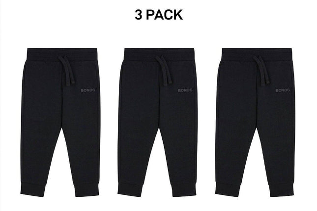 Bonds Kids Tech Sweats Trackie Pants Lightweight Warm Minimise Heat 3 Pack KVQRK-KarWorkwear