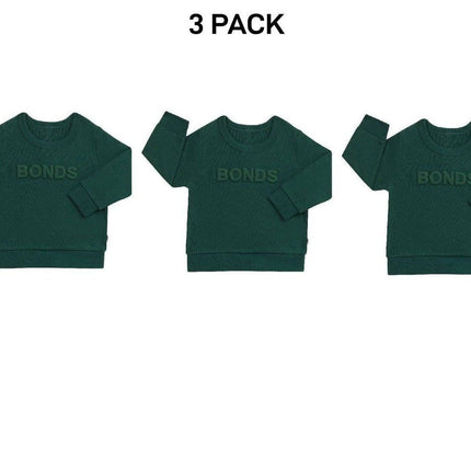 Bonds Kids Tech Sweats Pullover Soft Knitted Warm Cotton Poly Blend 3 Pack KVQTK-KarWorkwear