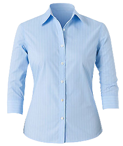 NNT Mens Cotton Blend Stripe Classic 3/4 Sleeve Blue Classic Shirt CAT4J6-KarWorkwear