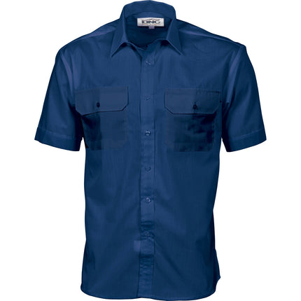 DNC Workwear Mens  Polyester Cotton Work Shirt Short Sleeve Business Casual 3211-KarWorkwear