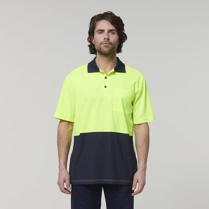 Hard Yakka Mens Safety Work Short Sleeve HI VIS Polo Y19616-KarWorkwear