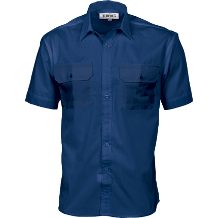 DNC Workwear Mens  Polyester Cotton Work Shirt Short Sleeve Business Casual 3211-KarWorkwear