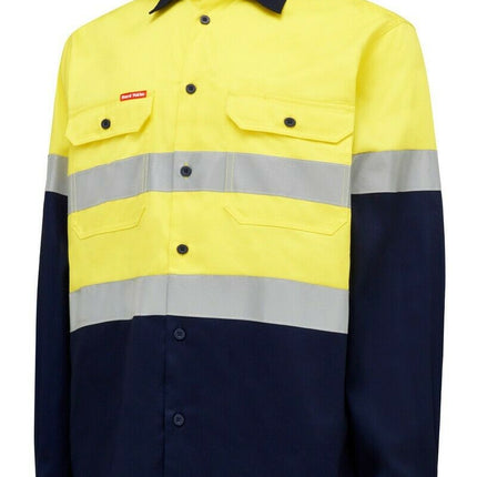 Hard Yakka Core Hi-Vis Safety Cotton Drill Pocket Taped Work Shirt Y04610-KarWorkwear