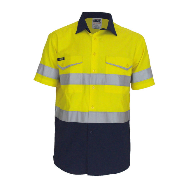DNC Mens 2Tone RipStop Cotton Shirt CSR Reflective Lightweight Breathable 3587-KarWorkwear