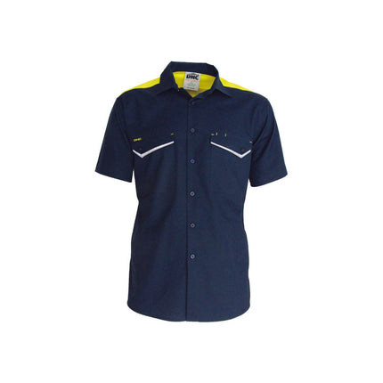 DNC Mens RipStop Cool Cotton Tradies Shirt, S/S Lightweight Breathable 3581-KarWorkwear