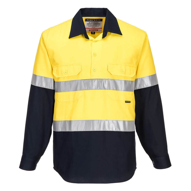 Portwest Mens Prime Mover Hi-Vis Work Shirt Closed Front Reflective Tape MC101-KarWorkwear