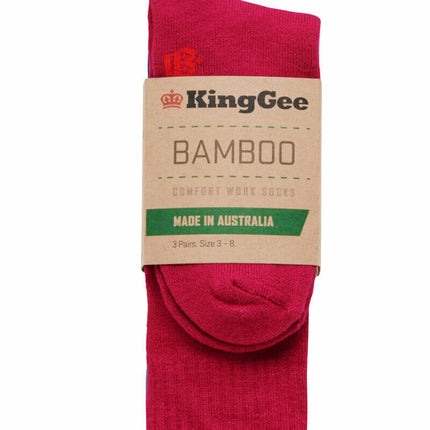 KingGee Womens Bamboo Work Socks 3 Pack Comfy Made in Australia Workwear K49271-KarWorkwear