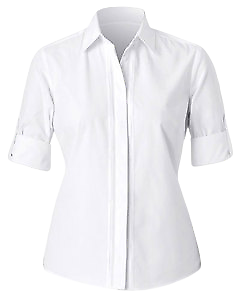 NNT Womens Polycotton 3/4 Rollup Shirt White Classic Business Shirt CAT4M9-KarWorkwear