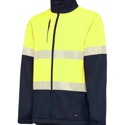 KingGee Mens Hi Vis Softshell Jacket 3 Layer Warm Fleece Comfort Work K05002-KarWorkwear