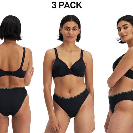 Bonds Womens Damn Dry Active Hi Bikini Protect Odours & Light Leaks 3 Pack WRJC-KarWorkwear
