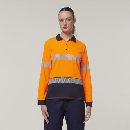 Hard Yakka Safety Work Womens Long Sleeve HI VIS Taped Polo Y08604-KarWorkwear