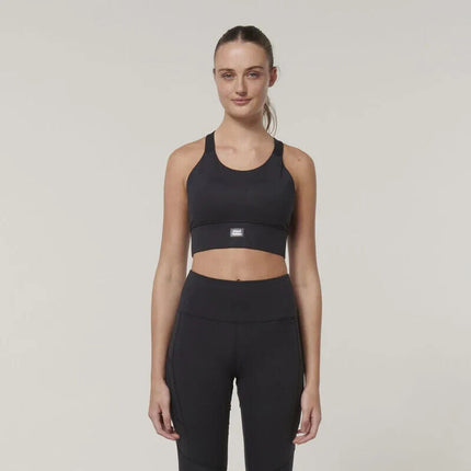 Hard Yakka Womens Form-Fitting Workout  Top Stretch Sport X Work Crop Y08060-KarWorkwear