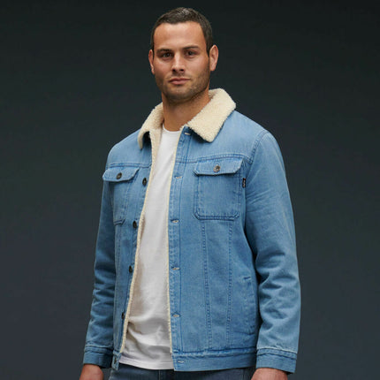 KingGee Mens Urban Denim Jacket Warm Sherpa Lining Winter Comfort Jackets K15041-KarWorkwear