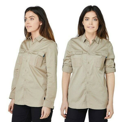 Womans Elwood Workwear Work Utility Stretch Twill Shirt Roll Up Sleeves EWD701-KarWorkwear