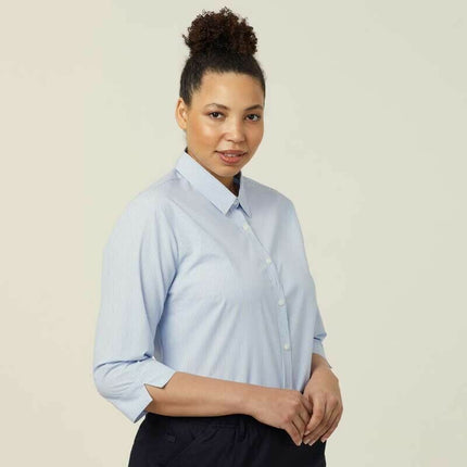 NNT Womens Avignon Formal Stripe 3/4 Sleeve Business Shirts Regular Fit CATUKV-KarWorkwear