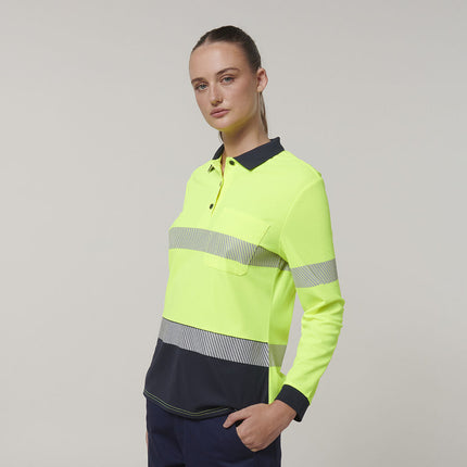 Hard Yakka Safety Work Womens Long Sleeve HI VIS Taped Polo Y08604-KarWorkwear