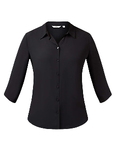 NNT Womens Soft Georgette 3/4S PLT Detail Blouse Classic Button Collar CAT9RL-KarWorkwear