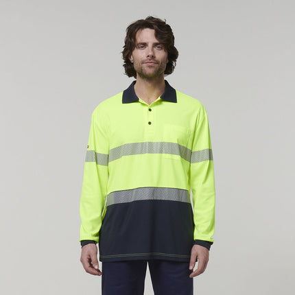 Hard Yakka Mens Safety Work Long Sleeve HI VIS Taped Polo Y19619-KarWorkwear