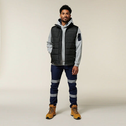 Hard Yakka Mens Puffa 2.0 Vest Water Repellent Insulated High Collar Warm Y21418-KarWorkwear