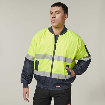 Hard Yakka Mens 4 Pack Core Hi Vis 2 Tone Taped Waterproof Bomber Jacket Y06675-KarWorkwear
