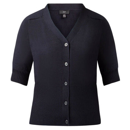 NNT Womens Wool Rich Short Sleeve Rib Trim Cardigan Business Body Warmer CAT5BJ-KarWorkwear