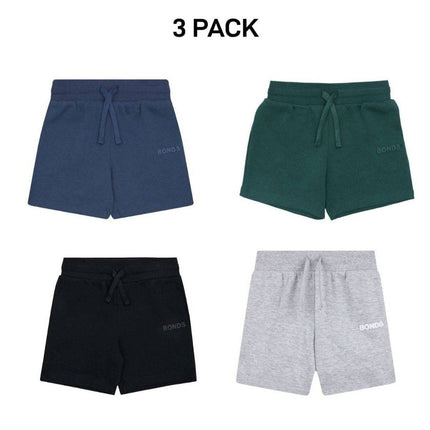 Bonds Kids Tech Sweats Short Lightweight Soft Rib Waistband Sporty 3 Pack KVQPK-KarWorkwear