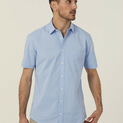 NNT Mens Avignon Pinstripe Short Sleeve Shirt Casual Regular Fit Business CATJDM-KarWorkwear