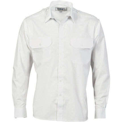 DNC Workwear Mens Epaulette Polyester Cotton Work Shirt Long Sleeve Casual 3214-KarWorkwear