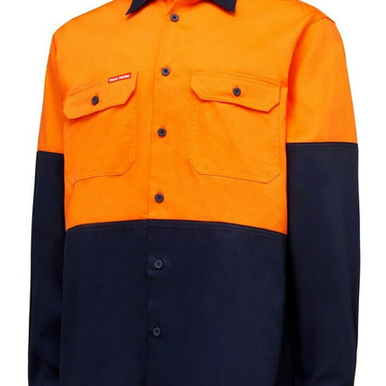 Work Hard Yakka Core Hi-Vis Work Shirt Strong Tough Farm Cotton Drill L/S Y04605-KarWorkwear