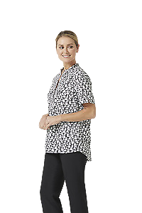 NNT Womens Petal Print Short Sleeve Tunic Mandarin Collar Neckline CATUHU-KarWorkwear