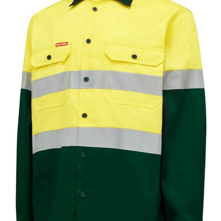 Hard Yakka Core Hi-Vis Safety Cotton Drill Pocket Taped Work Shirt Y04610-KarWorkwear