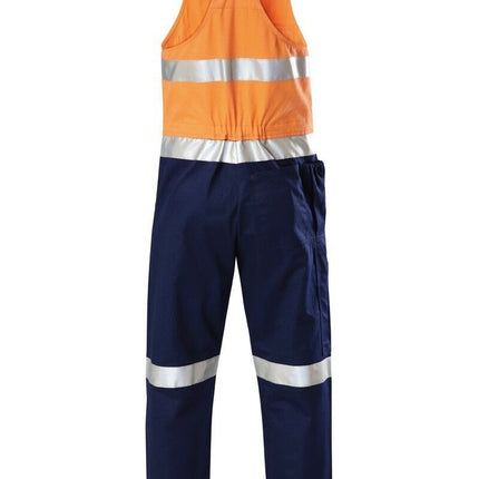 Mens Hard Yakka Hi-Vis 2 Tone Cotton Drill Action Overalls Work Taped Y01055-KarWorkwear