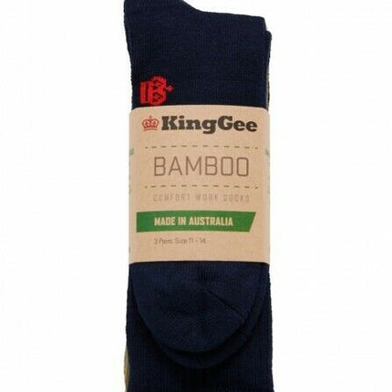 KingGee Mens Bamboo Work Socks 3 Pack Breathable Comfortable Workwear K09271-KarWorkwear
