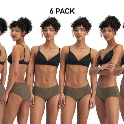 Bonds Womens Bloody Comfy Period Boyleg Heavy Worry Free Undies 6 Pack WTGMA-KarWorkwear