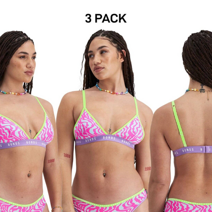 Bonds Womens Icons Triangle Comfy Confident Lightweight Support Bra 3 Pack YWN7-KarWorkwear