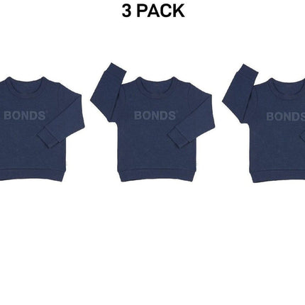 Bonds Kids Tech Sweats Pullover Soft Knitted Warm Cotton Poly Blend 3 Pack KVQTK-KarWorkwear