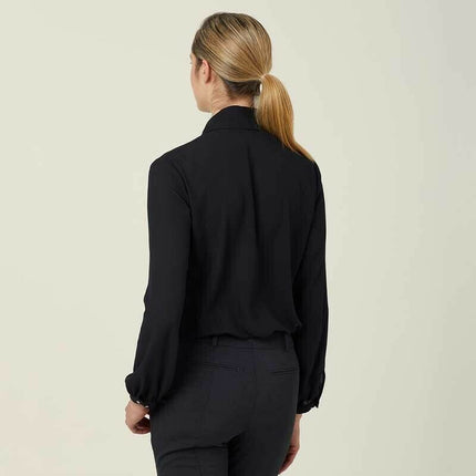 NNT Womens Formal Long Sleeve Tie Neck Blouse Classic Gathered Business CATUL2-KarWorkwear