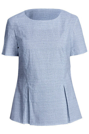 NNT Women Hand Drawn Print Short Sleeve Peplum Top Curved Neckline Formal CATU5X-KarWorkwear