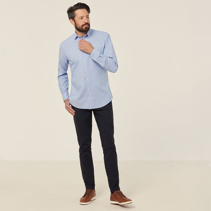 NNT Mens Cotton Chambray Classic Button Long Sleeves Collared Shirt CATJJU-KarWorkwear