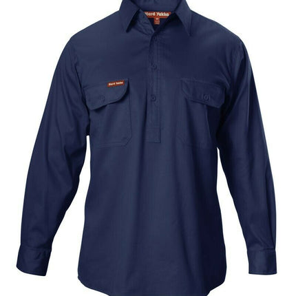 Hard Yakka Cotton Drill Long Sleeve Closed Front Shirt Y07530-KarWorkwear