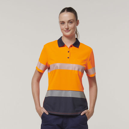 Hard Yakka Womens Safety Work Short Sleeve HI VIS Taped Polo Y08602-KarWorkwear