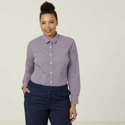 NNT Womens Avignon Gingham Business Shirts Long Sleeve Check Formal Shirt CATUKS-KarWorkwear