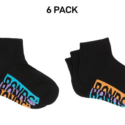 Bonds Kids Cushioned Quarter Crew Socks Comfy Stay Put Grip Soles 6 Pack RXVP3N-KarWorkwear