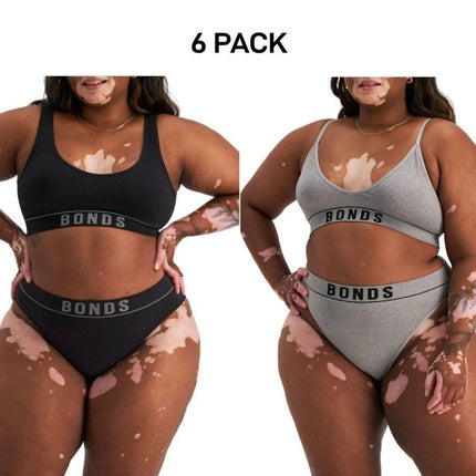 Bonds Womens Retro Rib Seamless Hi Bikini Hi Leg Smooth Stretchy 6 Pack WU8GT-KarWorkwear